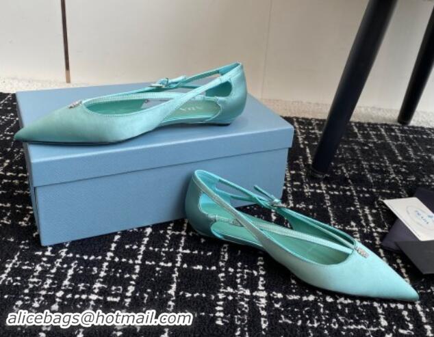 Good Quality Prada Satin cut-out ballerinas flats Lake Blue 115096