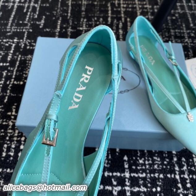 Good Quality Prada Satin cut-out ballerinas flats Lake Blue 115096