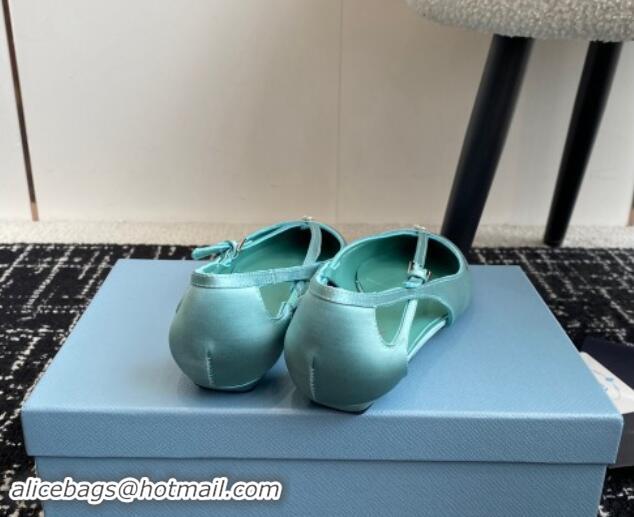 Good Quality Prada Satin cut-out ballerinas flats Lake Blue 115096