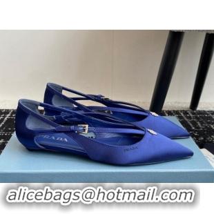 Unique Style Prada Satin cut-out ballerinas flats Royal Blue 115098