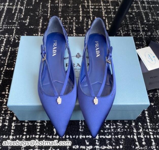 Unique Style Prada Satin cut-out ballerinas flats Royal Blue 115098