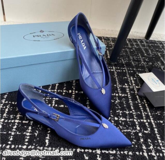 Unique Style Prada Satin cut-out ballerinas flats Royal Blue 115098