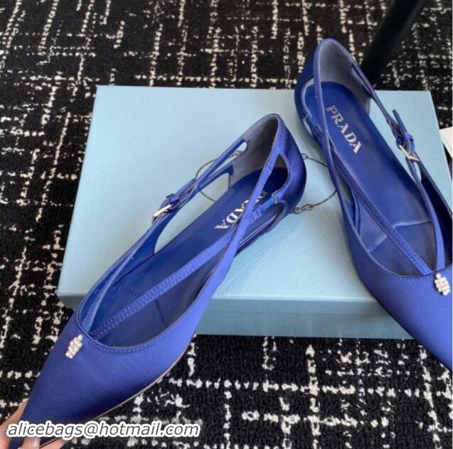 Unique Style Prada Satin cut-out ballerinas flats Royal Blue 115098