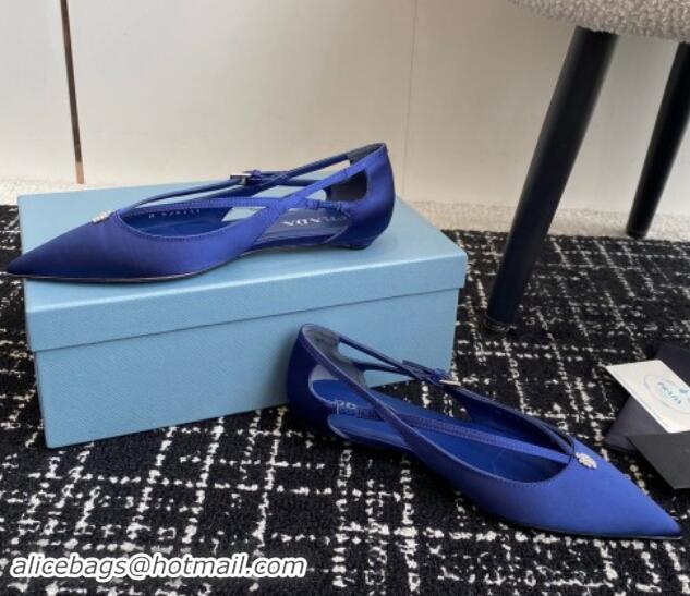 Unique Style Prada Satin cut-out ballerinas flats Royal Blue 115098