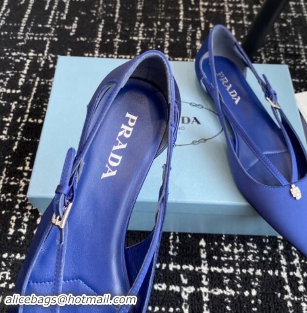 Unique Style Prada Satin cut-out ballerinas flats Royal Blue 115098