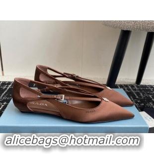 Generous Prada Satin cut-out ballerinas flats Coffee Brown 115100