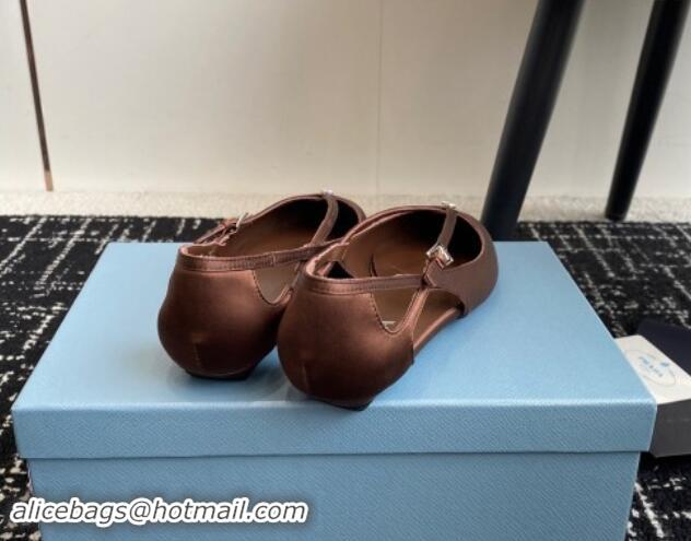 Generous Prada Satin cut-out ballerinas flats Coffee Brown 115100