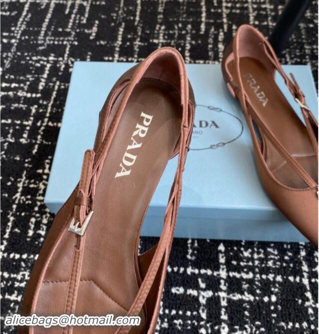 Generous Prada Satin cut-out ballerinas flats Coffee Brown 115100