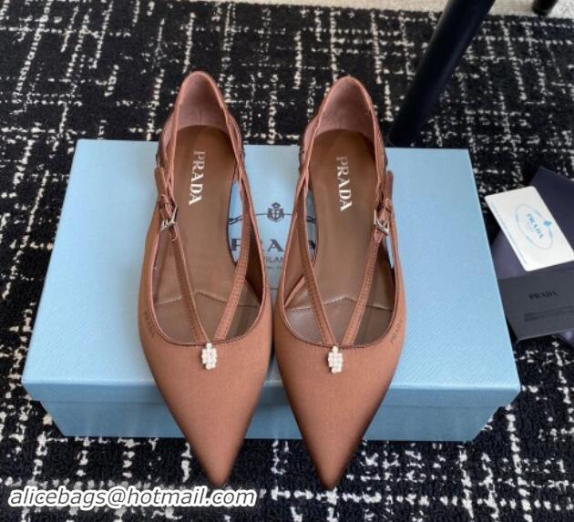 Generous Prada Satin cut-out ballerinas flats Coffee Brown 115100