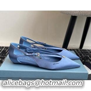 Buy Luxury Prada Satin cut-out ballerinas flats Light Blue 115102