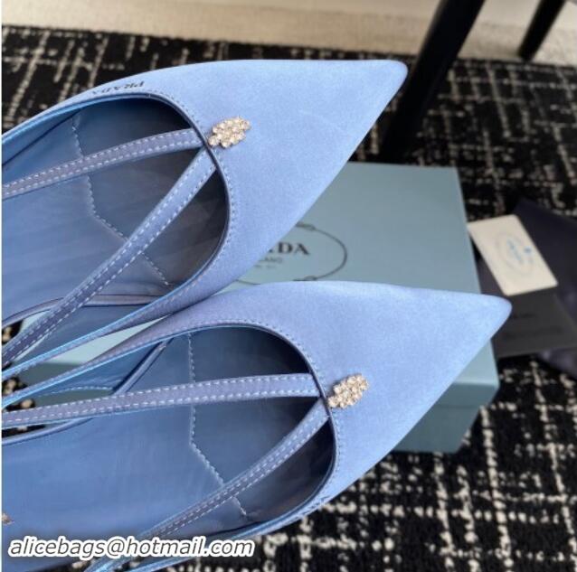 Buy Luxury Prada Satin cut-out ballerinas flats Light Blue 115102