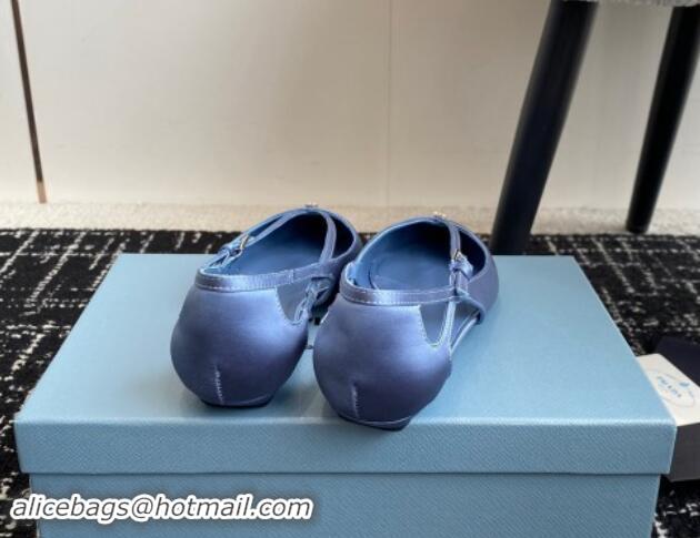 Buy Luxury Prada Satin cut-out ballerinas flats Light Blue 115102