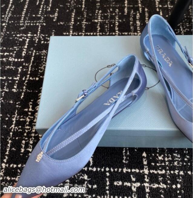 Buy Luxury Prada Satin cut-out ballerinas flats Light Blue 115102