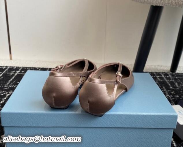 Grade Quality Prada Satin cut-out ballerinas flats Khaki 115104