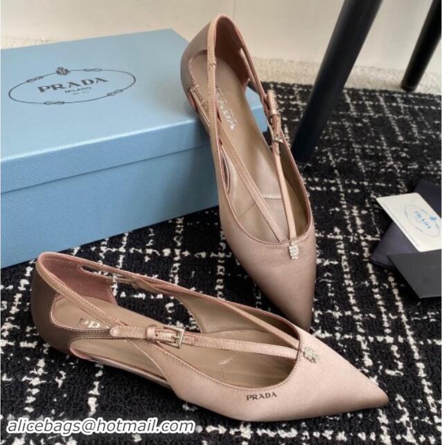 Grade Quality Prada Satin cut-out ballerinas flats Khaki 115104