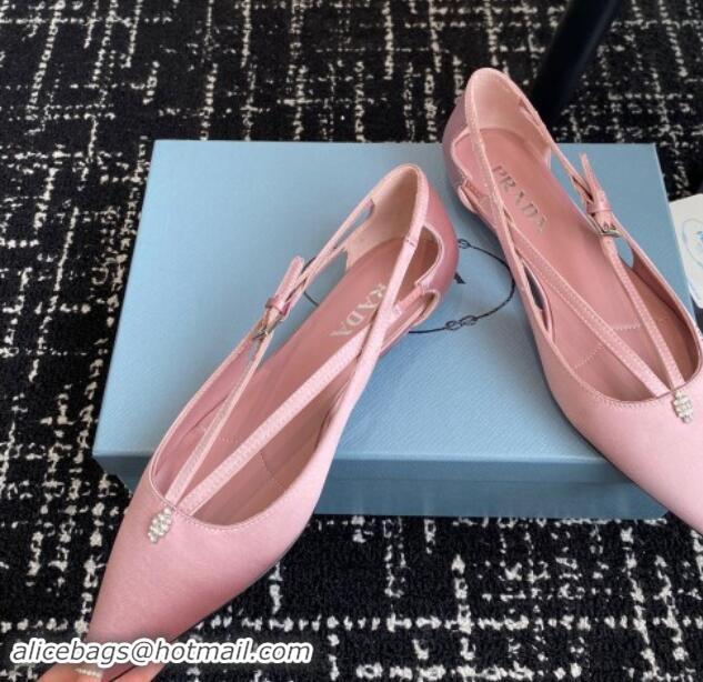 Luxury Prada Satin cut-out ballerinas flats Pink 115106