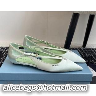 Good Product Prada Satin cut-out ballerinas flats Light Green 115108