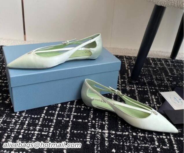 Good Product Prada Satin cut-out ballerinas flats Light Green 115108