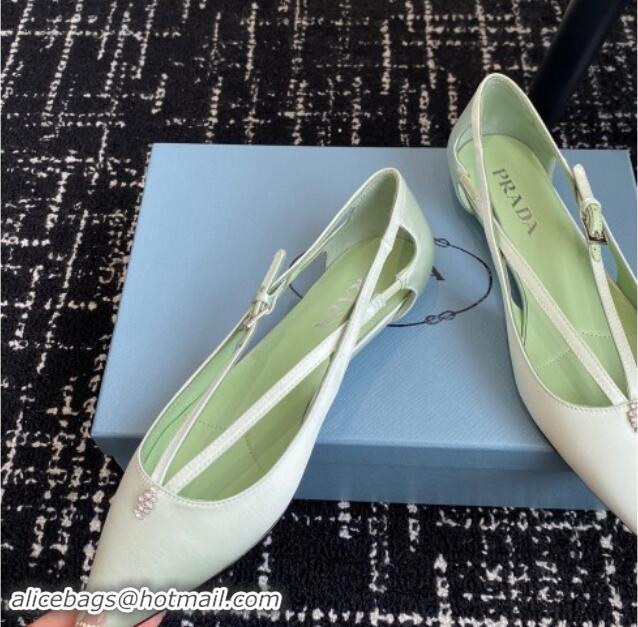 Good Product Prada Satin cut-out ballerinas flats Light Green 115108