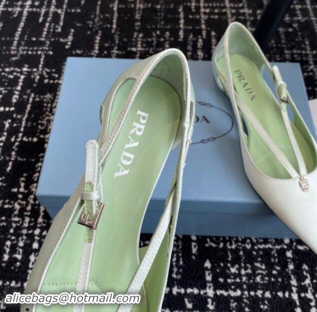 Good Product Prada Satin cut-out ballerinas flats Light Green 115108