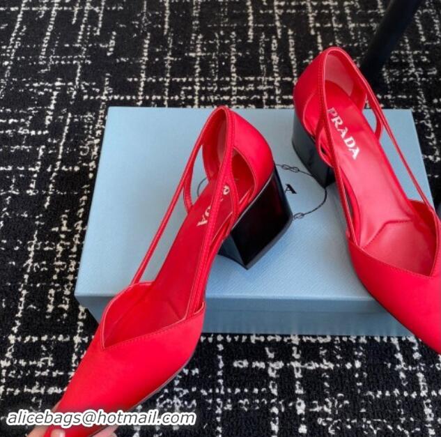 Big Discount Prada Satin cut-out pumps 6.5cm Red 115111