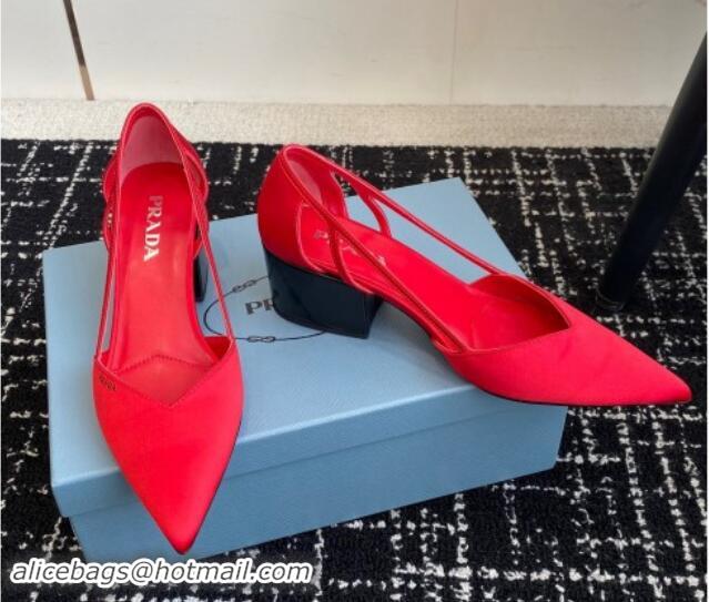 Big Discount Prada Satin cut-out pumps 6.5cm Red 115111