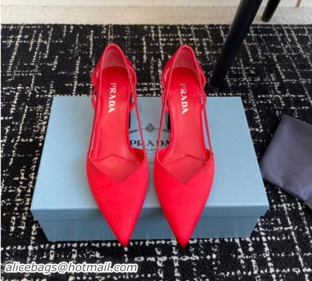 Big Discount Prada Satin cut-out pumps 6.5cm Red 115111