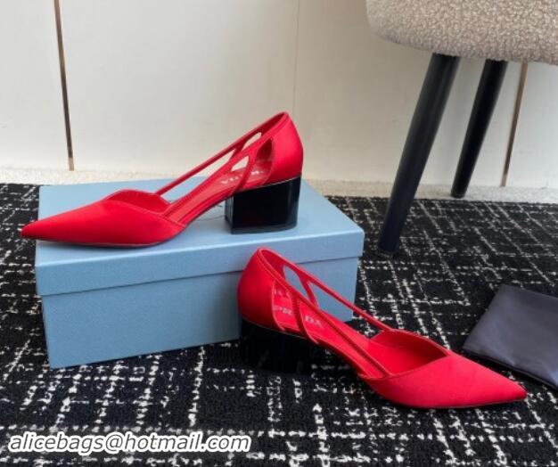 Big Discount Prada Satin cut-out pumps 6.5cm Red 115111