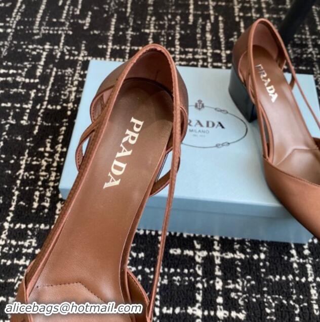 Cheap Price Prada Satin cut-out pumps 6.5cm Brown 115110