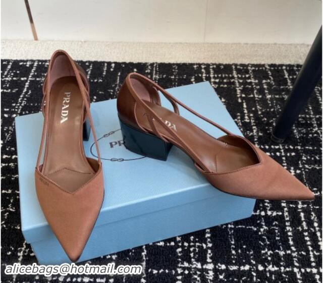 Cheap Price Prada Satin cut-out pumps 6.5cm Brown 115110