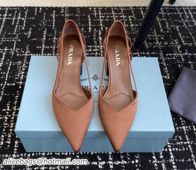 Cheap Price Prada Satin cut-out pumps 6.5cm Brown 115110