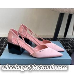 Sumptuous Prada Satin cut-out pumps 6.5cm Light Pink 115113