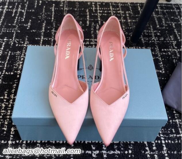 Sumptuous Prada Satin cut-out pumps 6.5cm Light Pink 115113