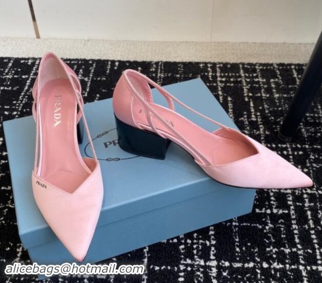 Sumptuous Prada Satin cut-out pumps 6.5cm Light Pink 115113