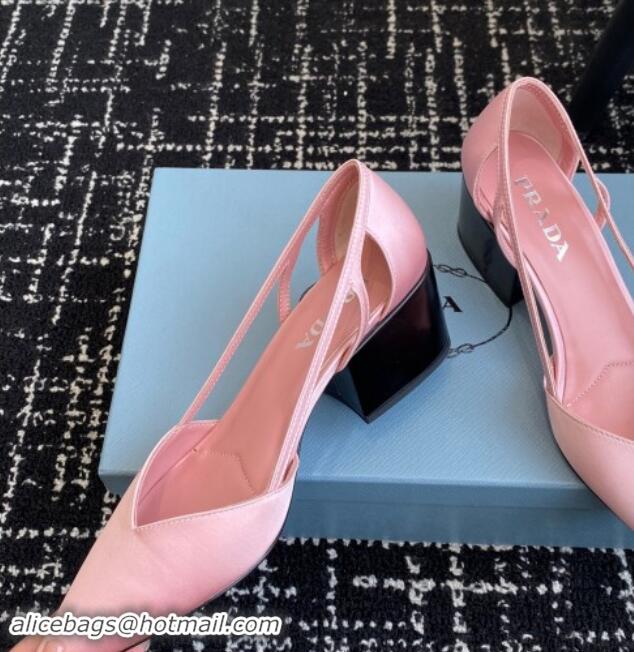 Sumptuous Prada Satin cut-out pumps 6.5cm Light Pink 115113