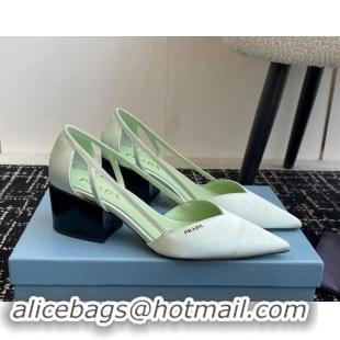 Unique Discount Prada Satin cut-out pumps 6.5cm Light Green 115114