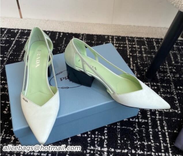 Unique Discount Prada Satin cut-out pumps 6.5cm Light Green 115114