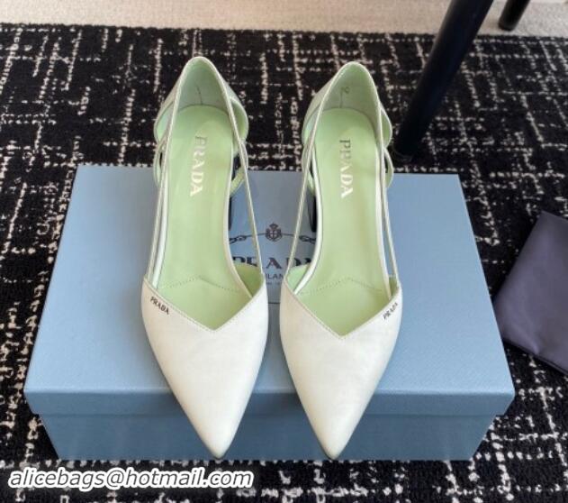 Unique Discount Prada Satin cut-out pumps 6.5cm Light Green 115114