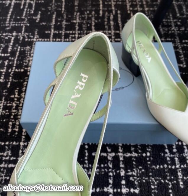 Unique Discount Prada Satin cut-out pumps 6.5cm Light Green 115114