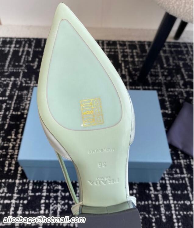 Unique Discount Prada Satin cut-out pumps 6.5cm Light Green 115114