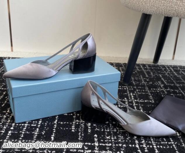 Stylish Prada Satin cut-out pumps 6.5cm Grey 115115