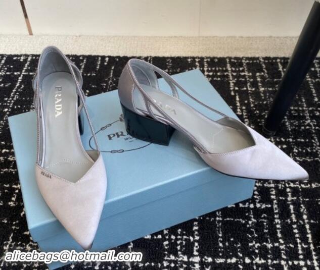 Stylish Prada Satin cut-out pumps 6.5cm Grey 115115