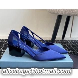 Duplicate Prada Satin cut-out pumps 6.5cm Royal Blue 115116