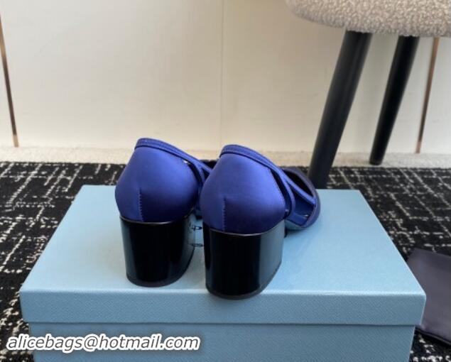 Duplicate Prada Satin cut-out pumps 6.5cm Royal Blue 115116