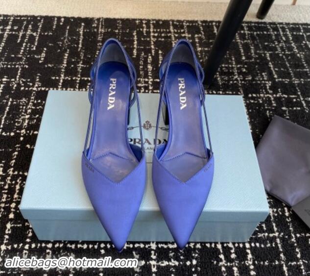 Duplicate Prada Satin cut-out pumps 6.5cm Royal Blue 115116