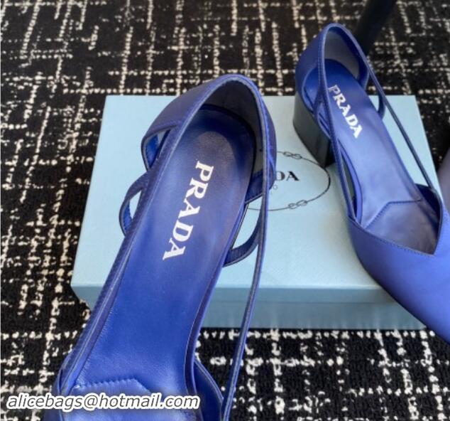 Duplicate Prada Satin cut-out pumps 6.5cm Royal Blue 115116