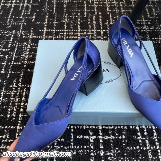 Duplicate Prada Satin cut-out pumps 6.5cm Royal Blue 115116