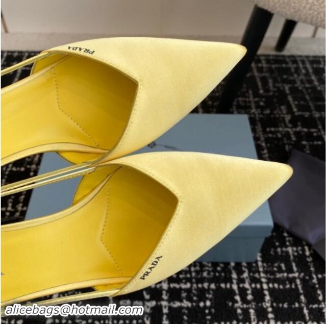 Buy New Cheap Prada Satin cut-out pumps 6.5cm Yellow 115117