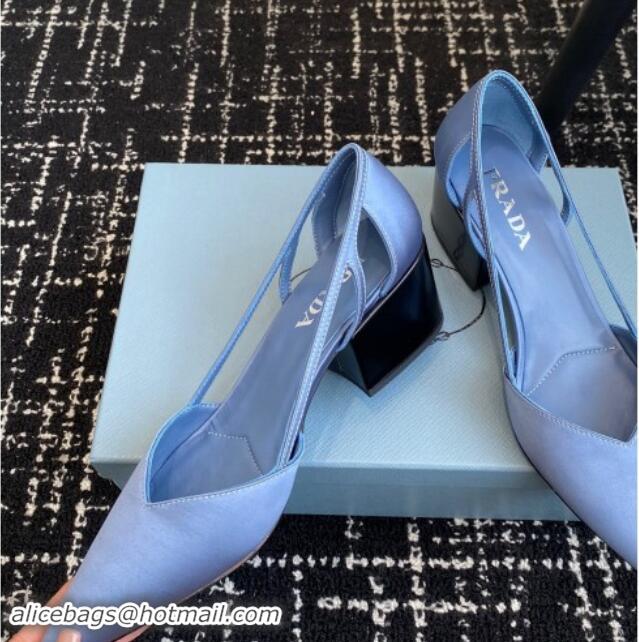 Sophisticated Prada Satin cut-out pumps 6.5cm Light Blue 115118