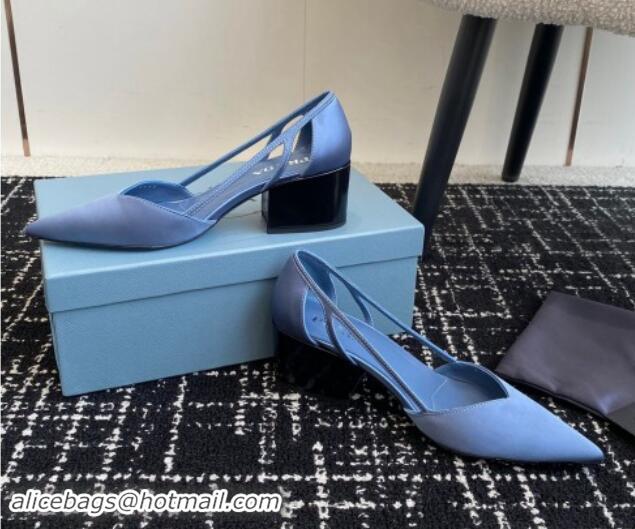 Sophisticated Prada Satin cut-out pumps 6.5cm Light Blue 115118